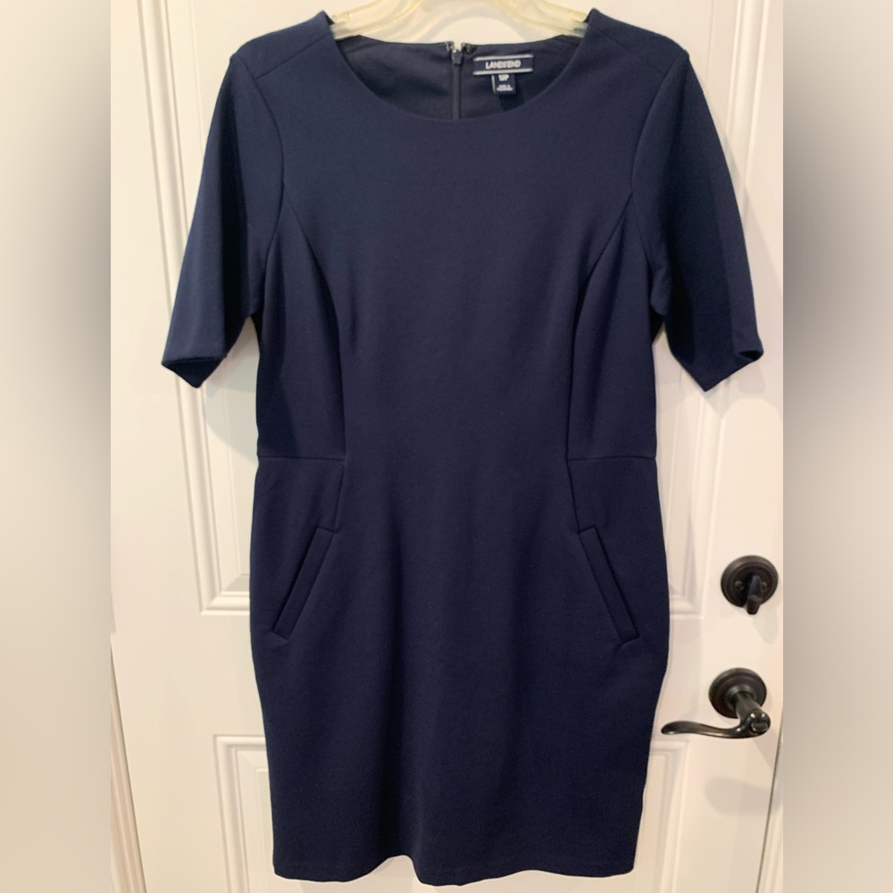 Lands’ End Ponte Knit Navy Dress - Sz 12 Petite